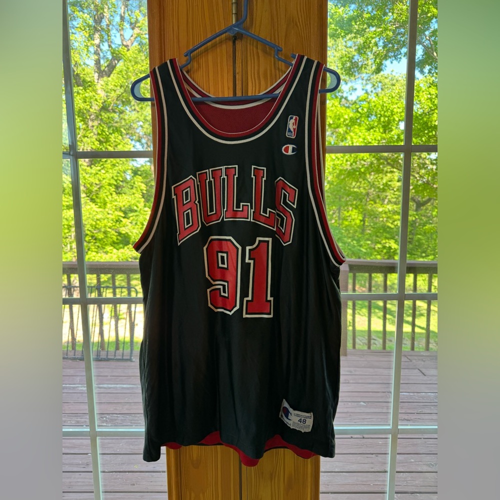 Vintage 90s Chicago Bulls Dennis Rodman NBA Jersey Size 48 Champion Reversible